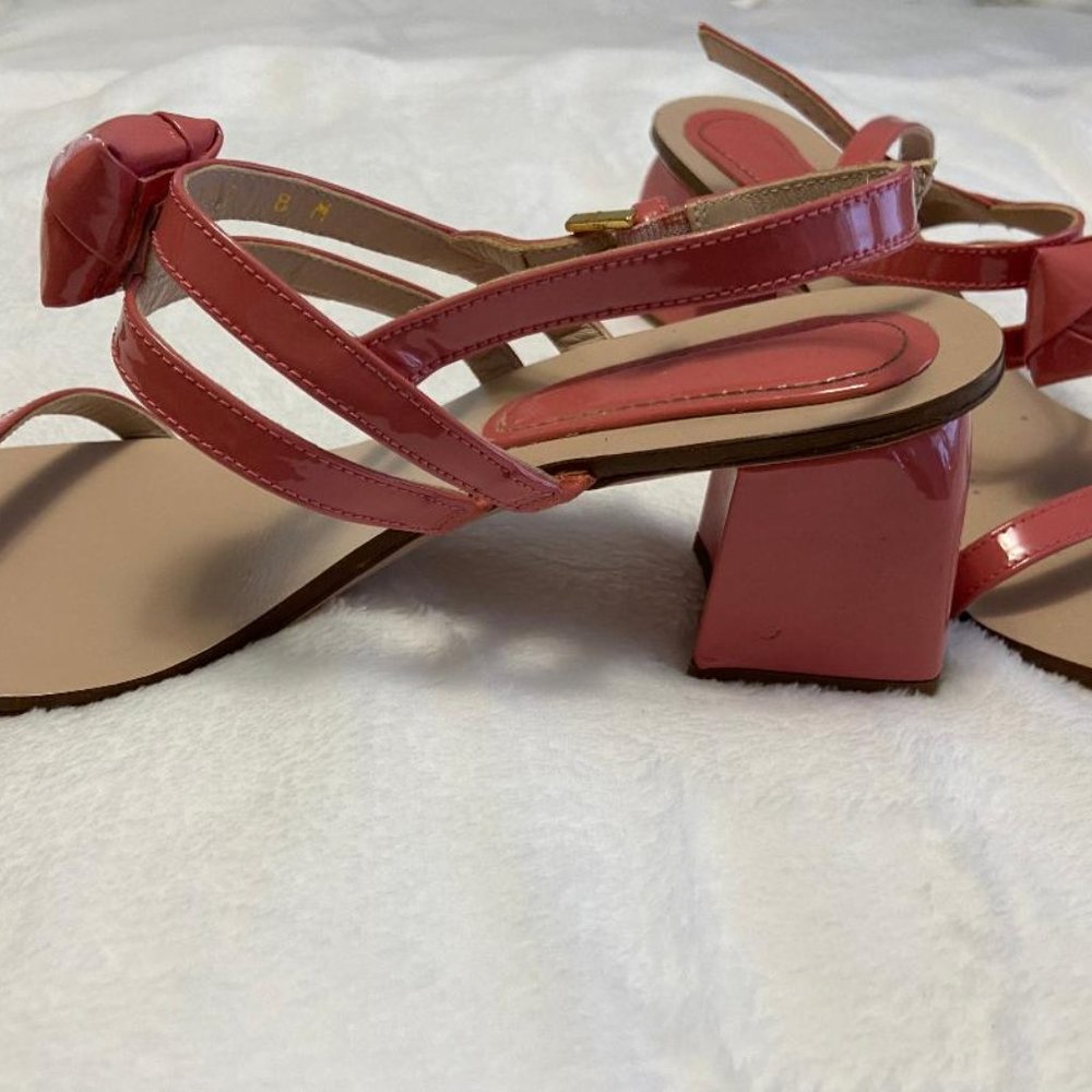 STUART WEITZMAN Coral Block Heeled Sandals w/ Rose and Gold Accents, Size 8